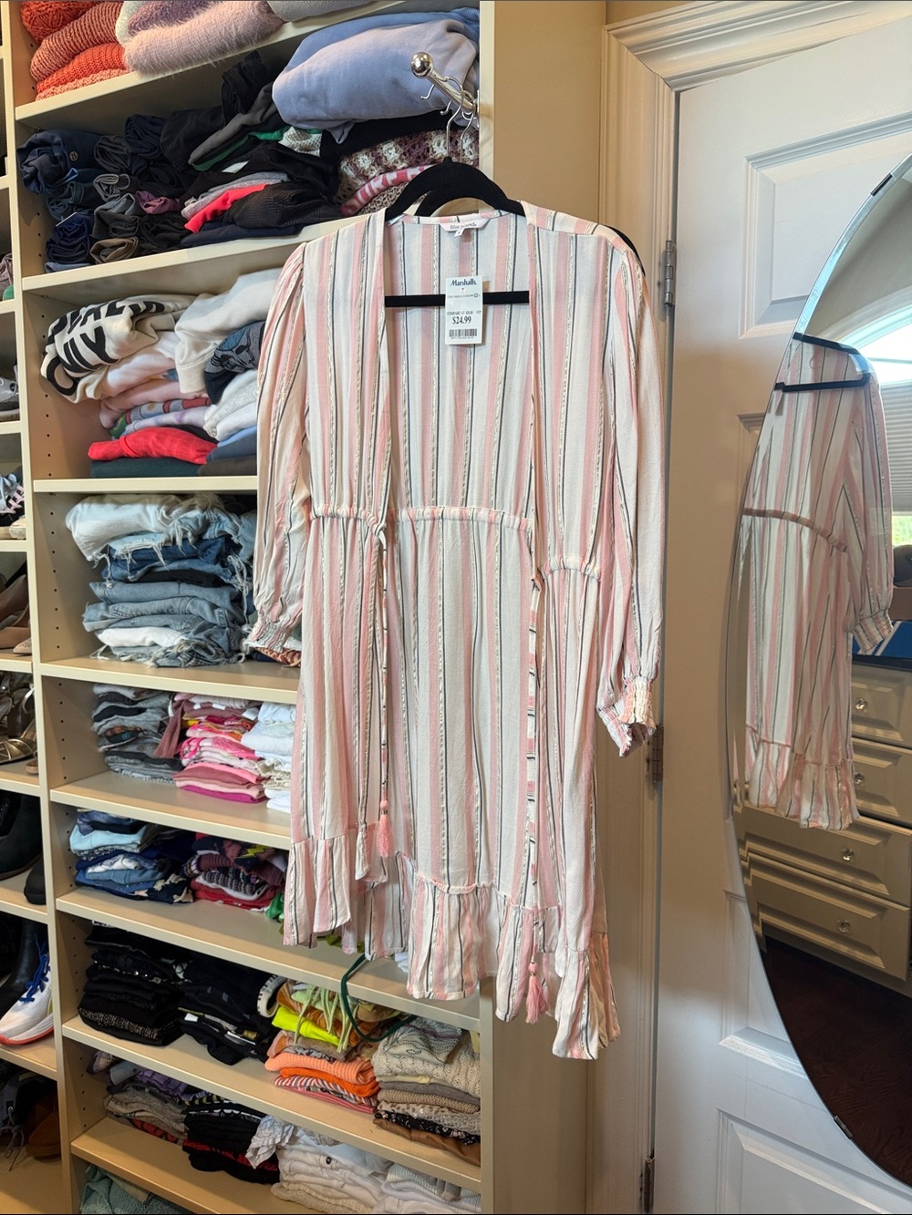 Brand new blue island Pink and Cream Vertical Stripe cover up